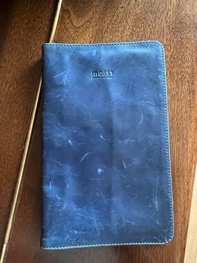 Leather card holder wallet  in slate gray — m0851